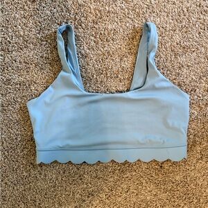 Scalloped Edge Light Blue Sports Bra